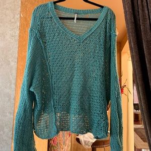 Free people knit sweater turquoise size S